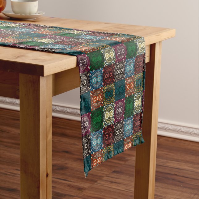 Multicolor Owl Pattern Short Table Runner (In Situ)
