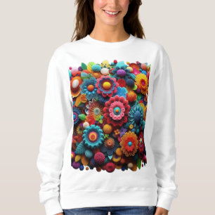 Multicolor Padded Crochet T-Shirt Sweatshirt