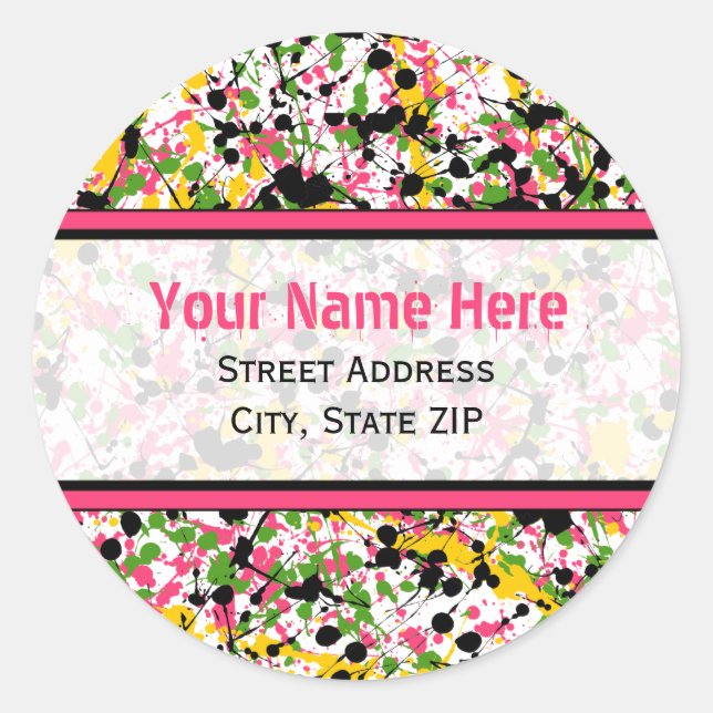 Multicolor Paint Splatter Address Labels (Front)