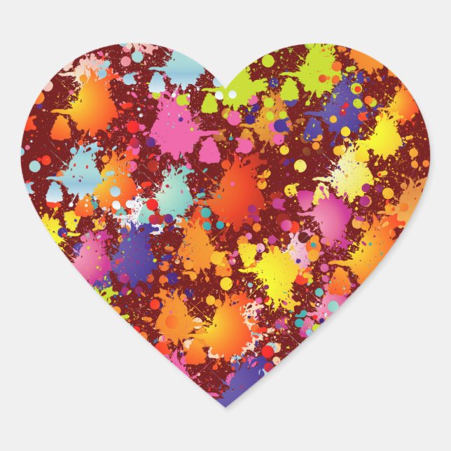 Multicolor Paint Splatter Heart Sticker (Front)