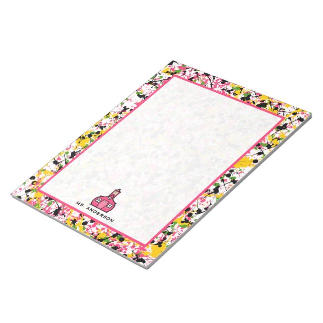 Multicolor Paint Splatter Teacher Notepad (Angled)