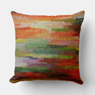 Multicolor Painting Leather Look Throw Pillow