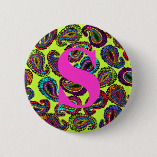 Multicolor Paisley 2 Inch Round Button