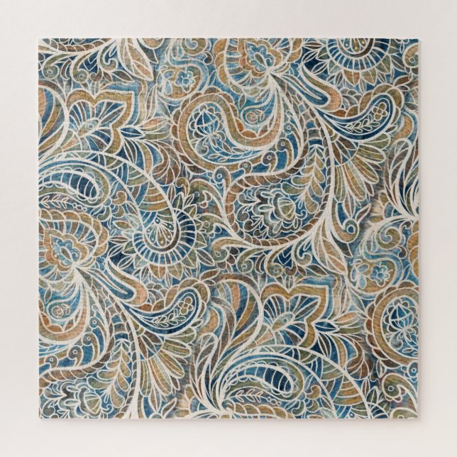Multicolor Paisley Hand-Drawn Print Jigsaw Puzzle (Vertical)