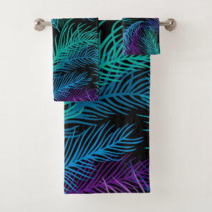 Multicolor Palm Leaves Bath Towel Set