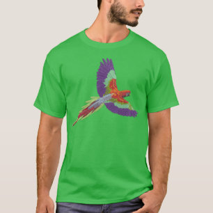 Multicolor Parrot Embroidery T-Shirt