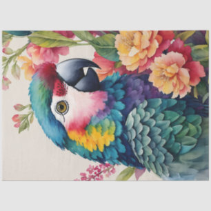 Multicolor Parrot Floral Watercolor Art Tissue Paper