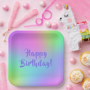 Multicolor Pastel Colours Birthday Plates