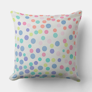 Multicolor pastel dots on grey throw pillow