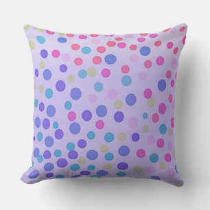 Multicolor pastel dots on purple throw pillow