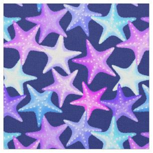 Multicolor Pastel Starfish Nautical Summer Beach o Fabric