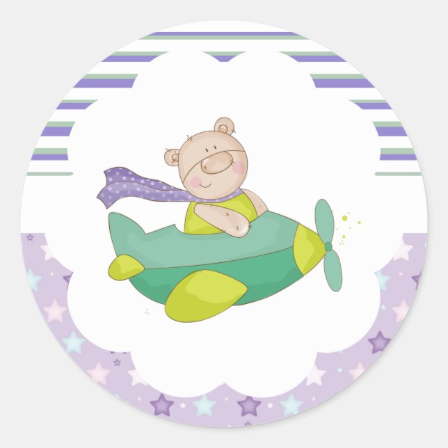 Multicolor Pastel Stripe Wrapping Paper Classic Round Sticker (Front)