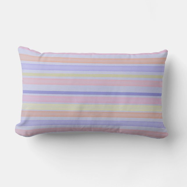 Multicolor pastel stripes lumbar pillow (Front)
