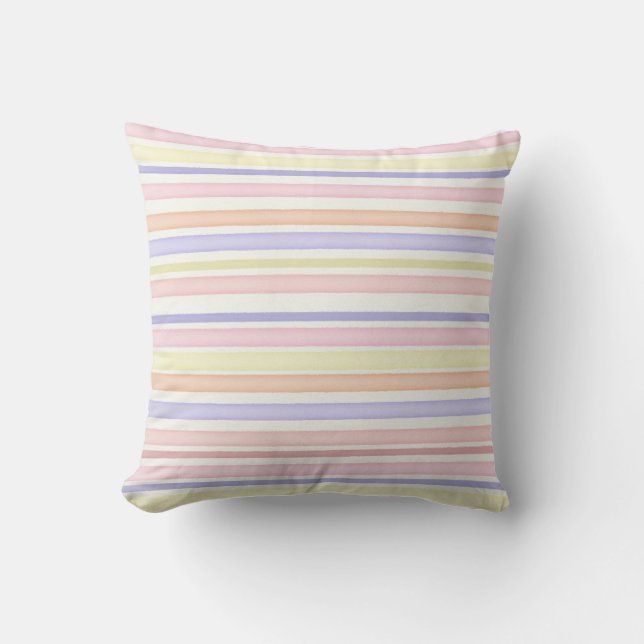 Multicolor pastel stripes throw pillow (Front)