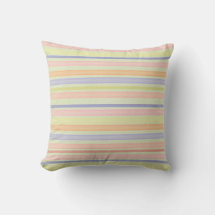 Multicolor pastel stripes throw pillow