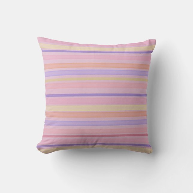 Multicolor pastel stripes throw pillow (Front)