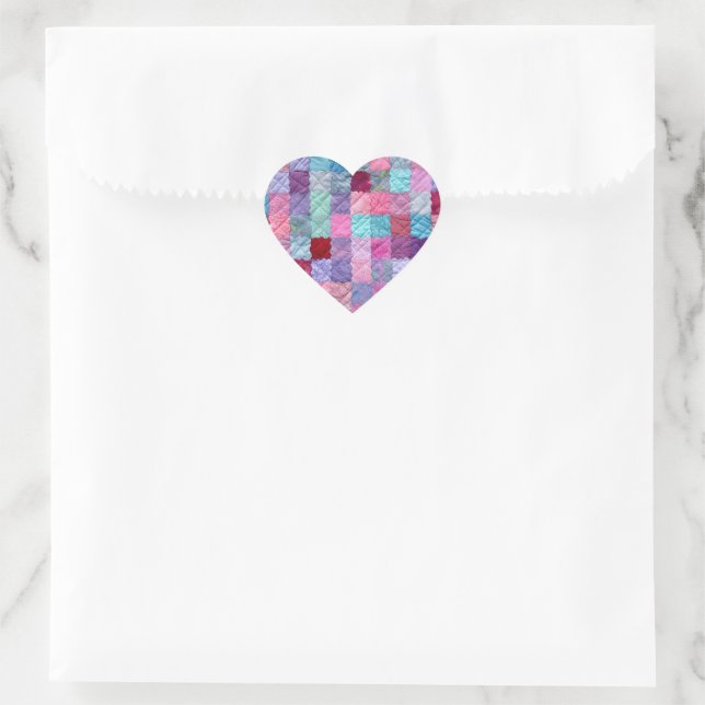 Multicolor patchwork quilt heart sticker (Bag)