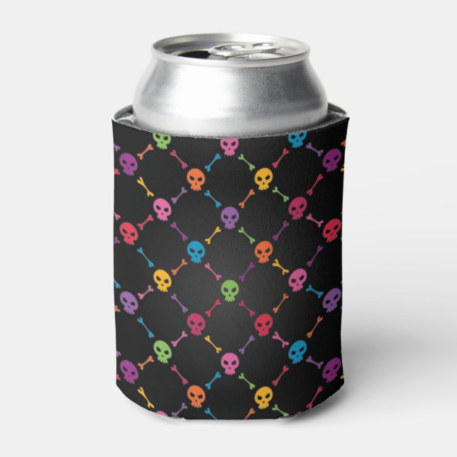 Multicolor pattern with skulls can cooler (Can Front)