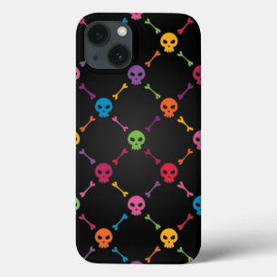 Multicolor pattern with skulls iPhone 13 case