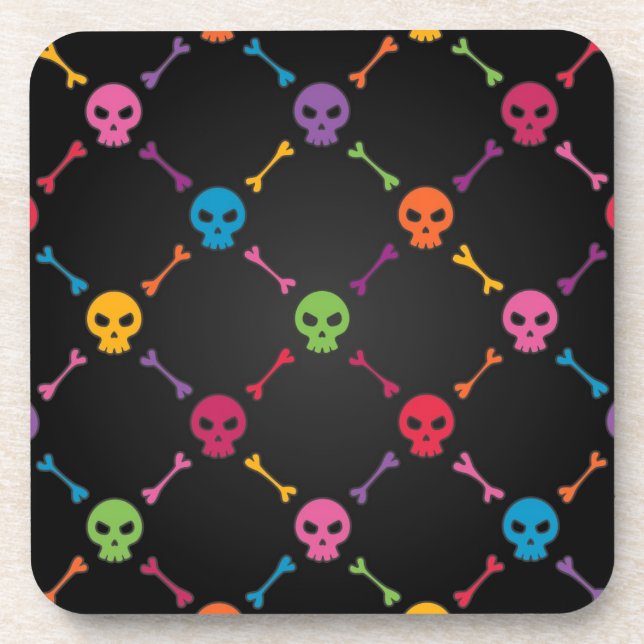 Multicolor pattern with skulls coaster (Front)