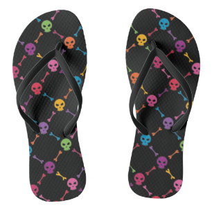 Multicolor pattern with skulls flip flops