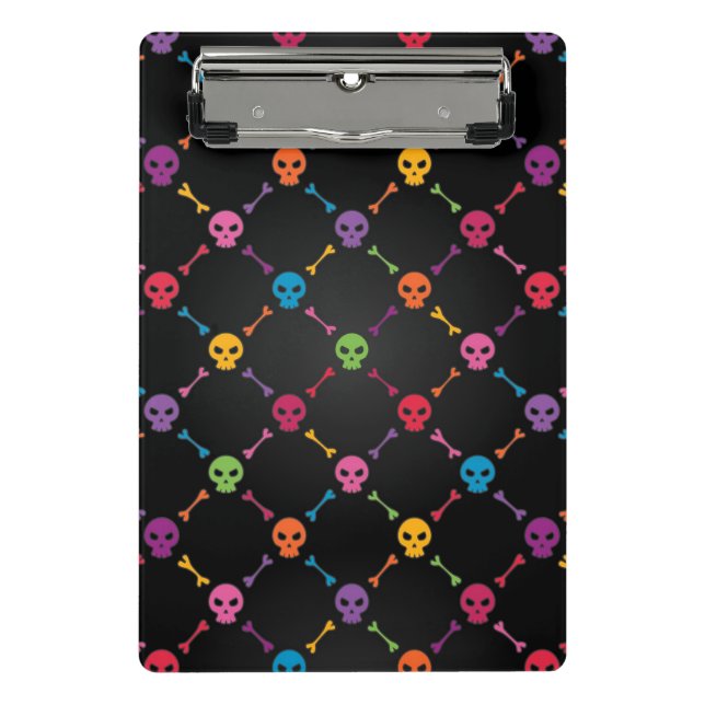 Multicolor pattern with skulls mini clipboard (Front)