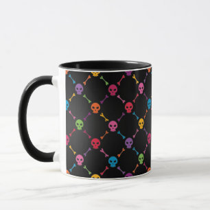 Multicolor pattern with skulls mug