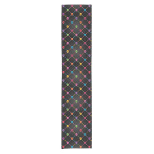Multicolor pattern with skulls short table runner