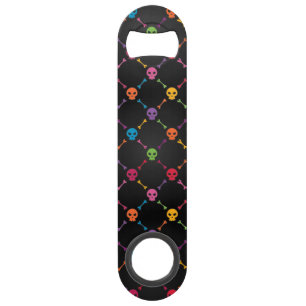 Multicolor pattern with skulls speed bottle opener