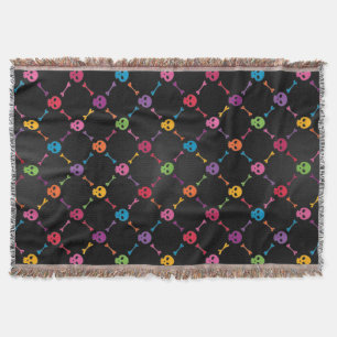 Multicolor pattern with skulls throw blanket