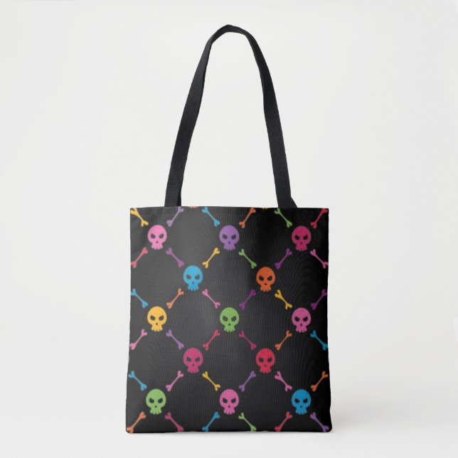 Multicolor pattern with skulls tote bag (Front)