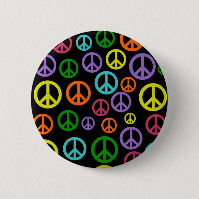 Multicolor Peace Signs 2 Inch Round Button (Front)