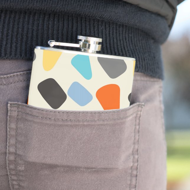 Multicolor Pebbles in White Background Hip Flask (In Situ)