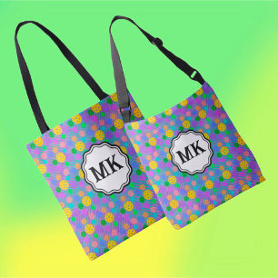 Multicolor Pickleballs Groovy Monogram   Crossbody Bag