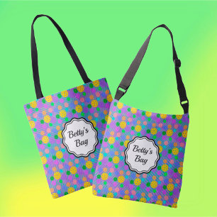 Multicolor Pickleballs Groovy Personalized Tote Bag