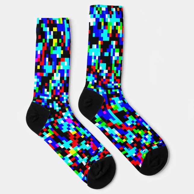 Multicolor Pixel Pattern Socks (Right)