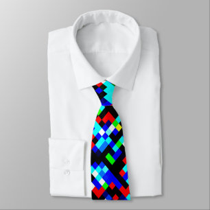 Multicolor Pixel Pattern Tie