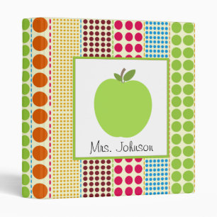 Multicolor Polka Dots Green Apple Teacher Binder