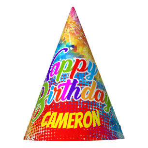 Multicolor Psychedelic Abstract (Your Name) Party Hat