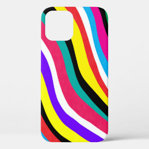 Multicolor Psychedelic Wavy Stripes iPhone 12 Case