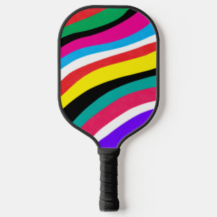 Multicolor Psychedelic Wavy Stripes Pickleball Paddle