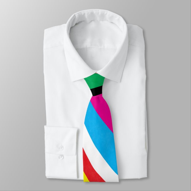 Multicolor Psychedelic Wavy Stripes Tie (Tied)