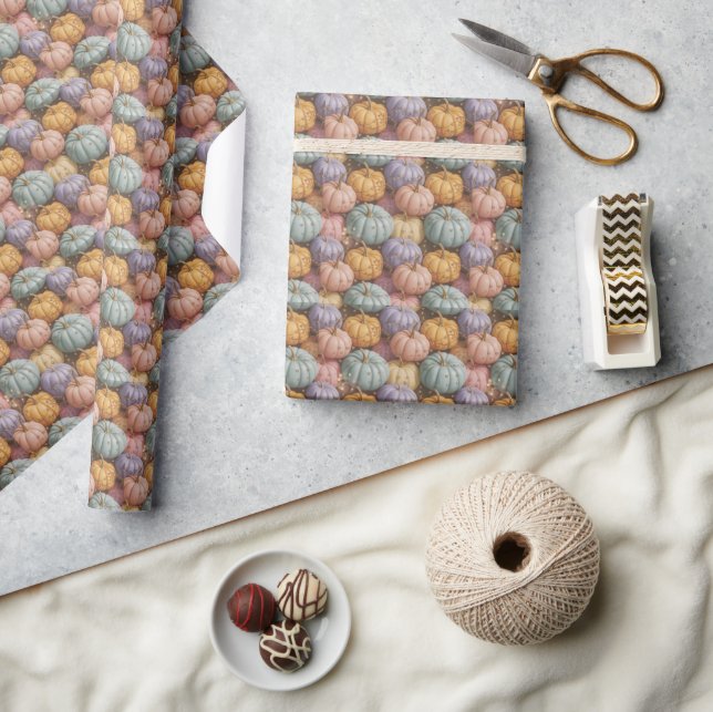  Multicolor Pumpkin Pattern Wrapping Paper  (Crafts)