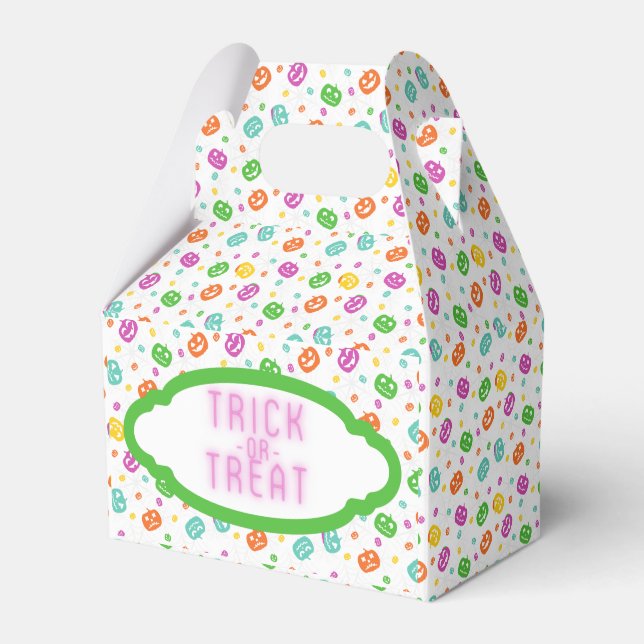 Multicolor Pumpkins Halloween Pattern Favor Box (Front Side)