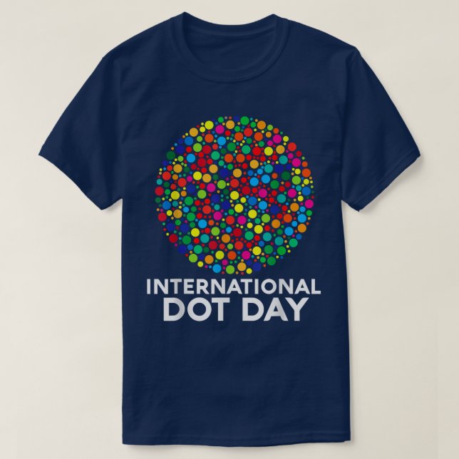 Multicolor Rainbow Coloured Polka Dot Internationa T-Shirt (Design Front)