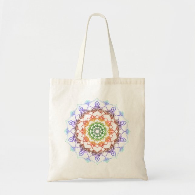Multicolor Rainbow Mandala Pattern Tote Bag (Front)