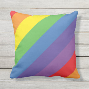Multicolor Rainbow Stripes Colourful Modern Outdoor Pillow