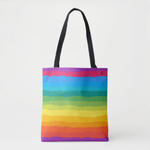 Multicolor Rainbow Wiggly Stripes Tote Bag