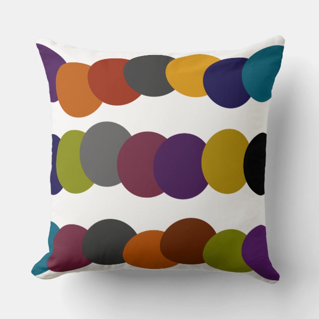 Multicolor Retro Bubble Graphic Throw Pillow (Front)