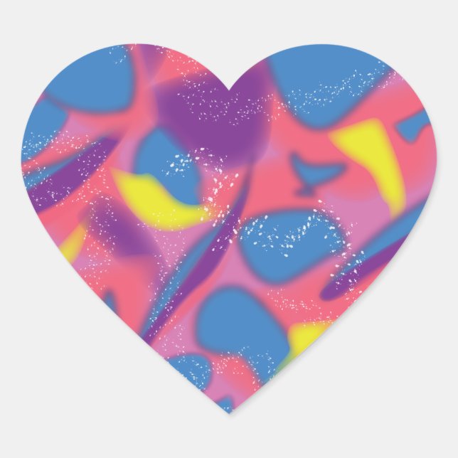 Multicolor Retro Heart Sticker (Front)